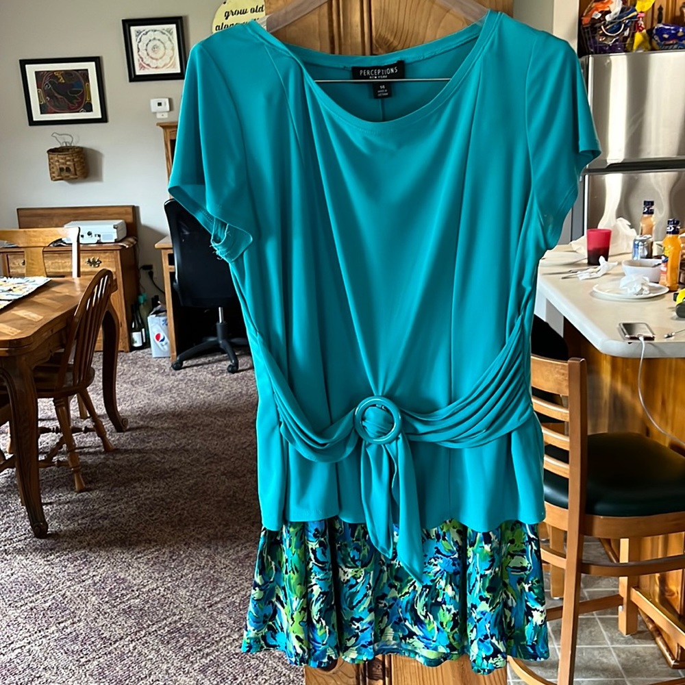 Perceptions New York teal dress and skirt combo, size 14